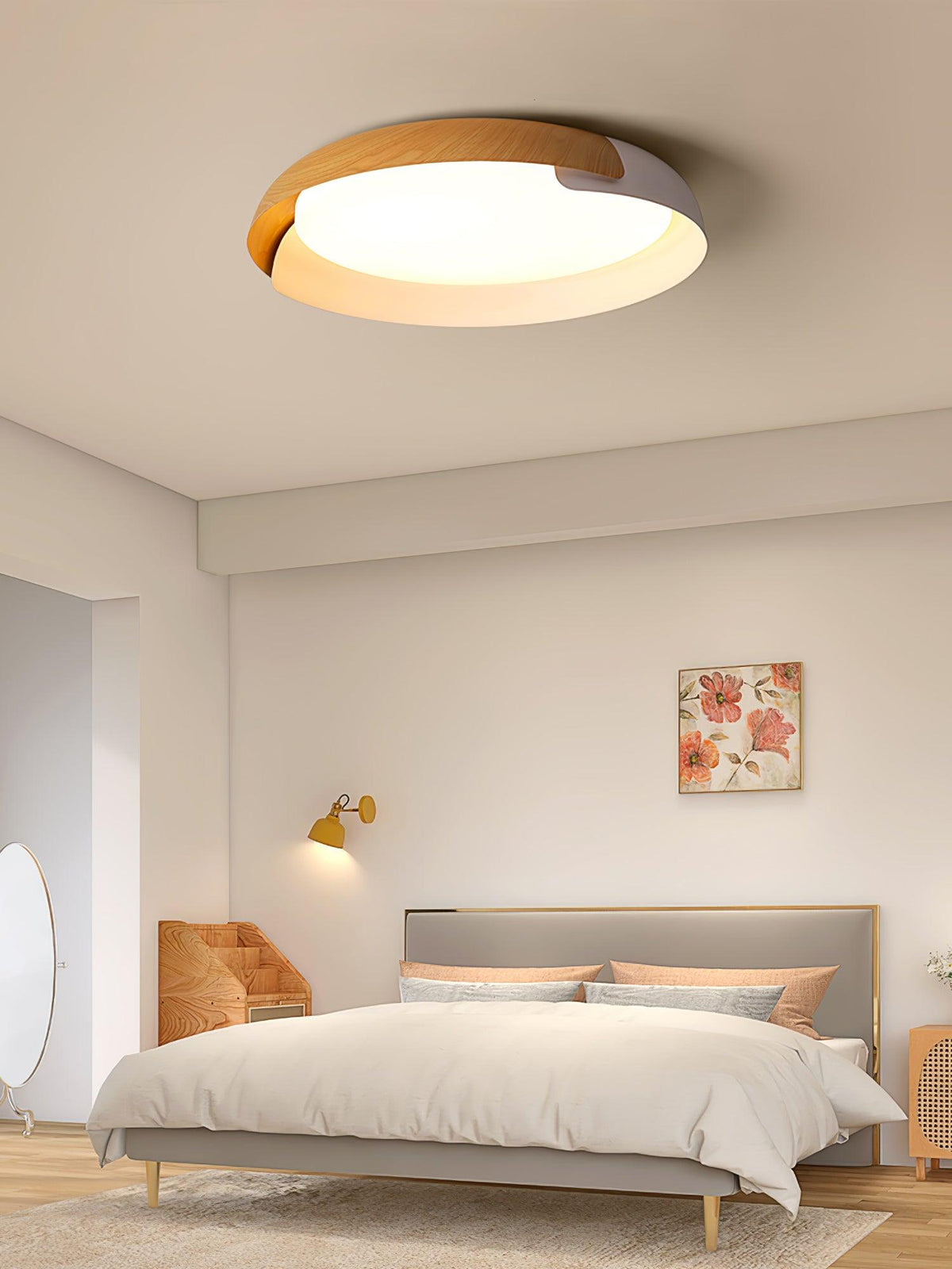 Nomino Plafondlamp Rond Acryl Hout Zacht Minimalistisch