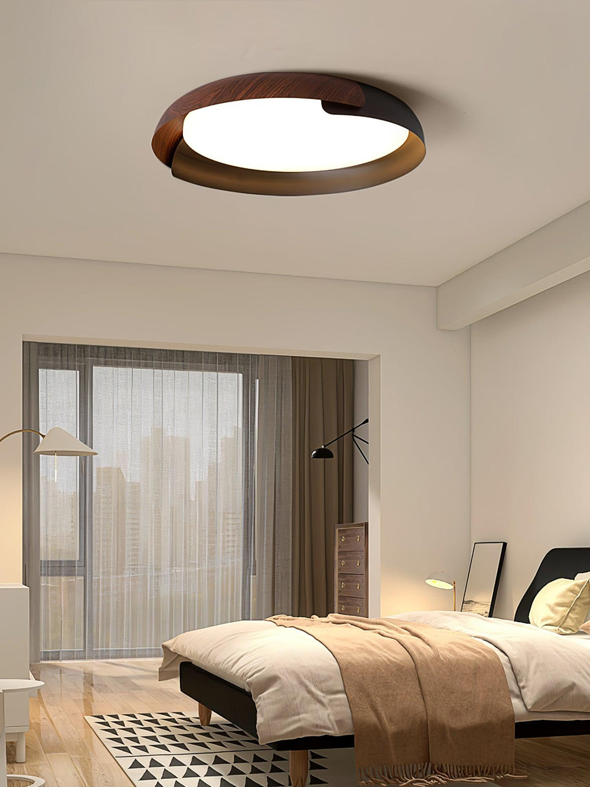 Nomino Plafondlamp Rond Acryl Hout Zacht Minimalistisch