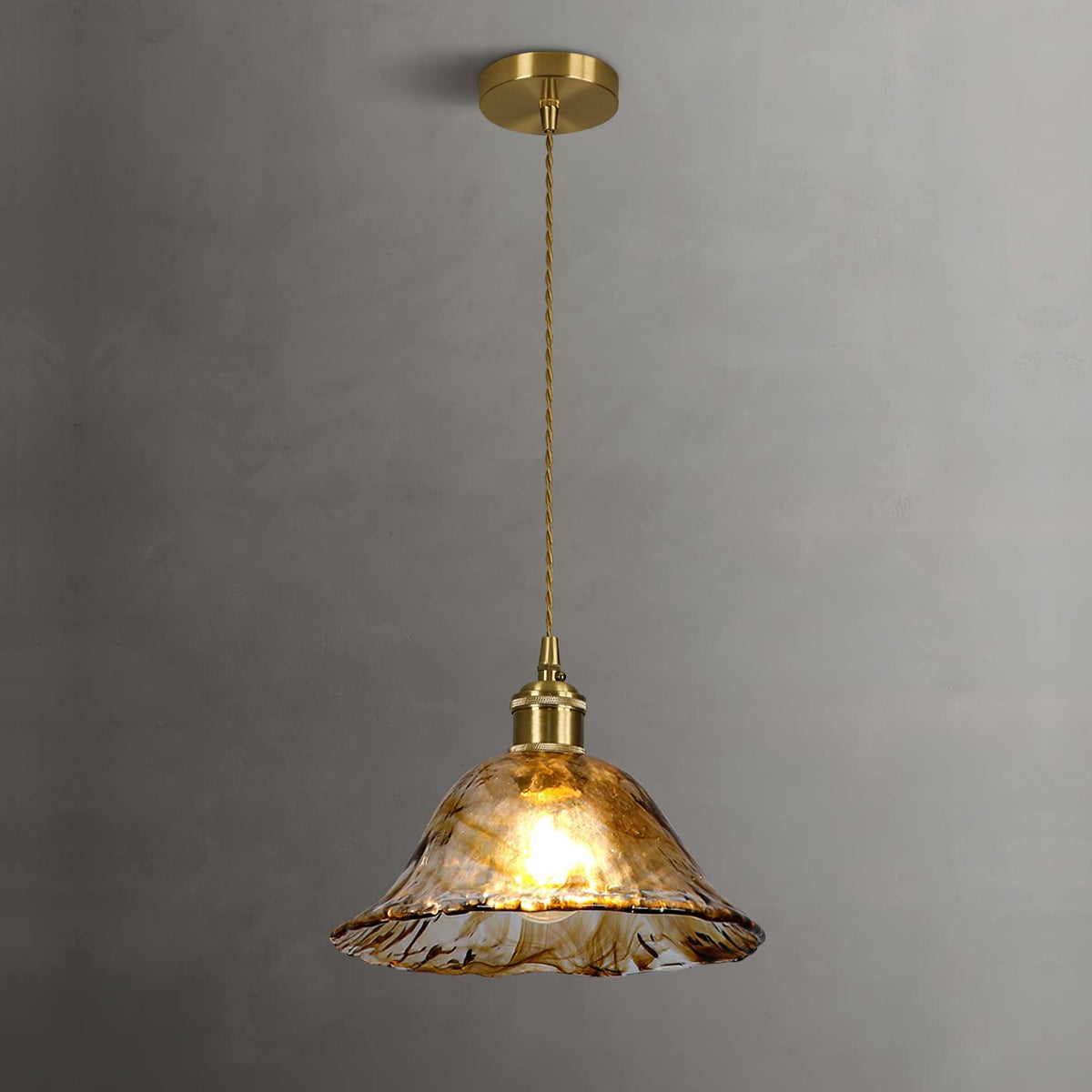 Celirira Vintage hanglamp van bruin glas