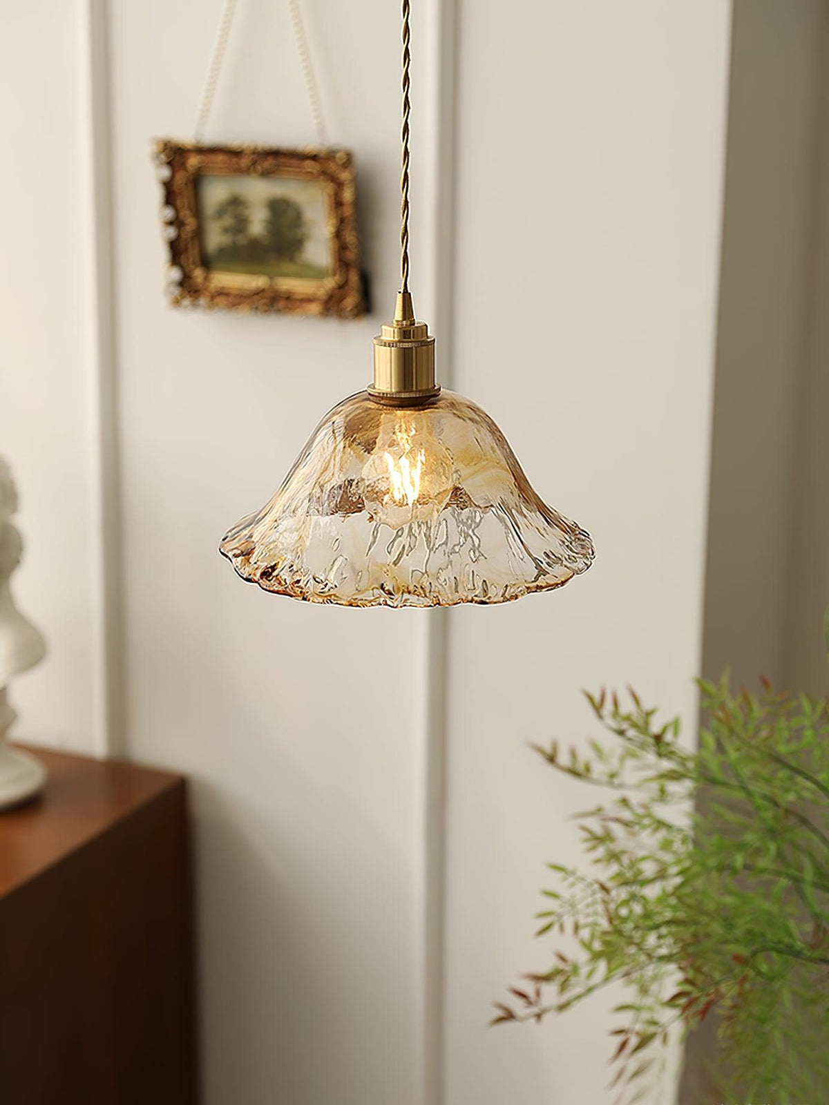 Celirira Vintage hanglamp van bruin glas