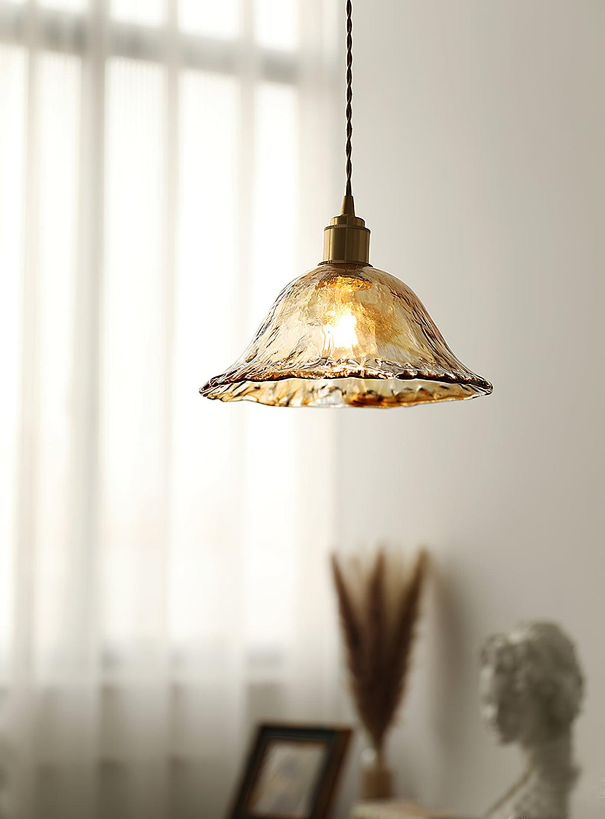 Celirira Vintage hanglamp van bruin glas