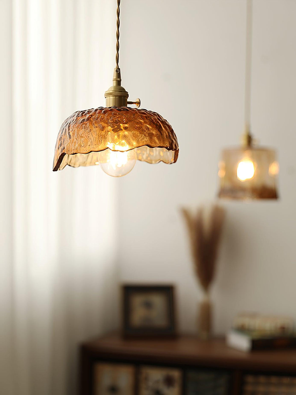 Celirira Vintage hanglamp van bruin glas