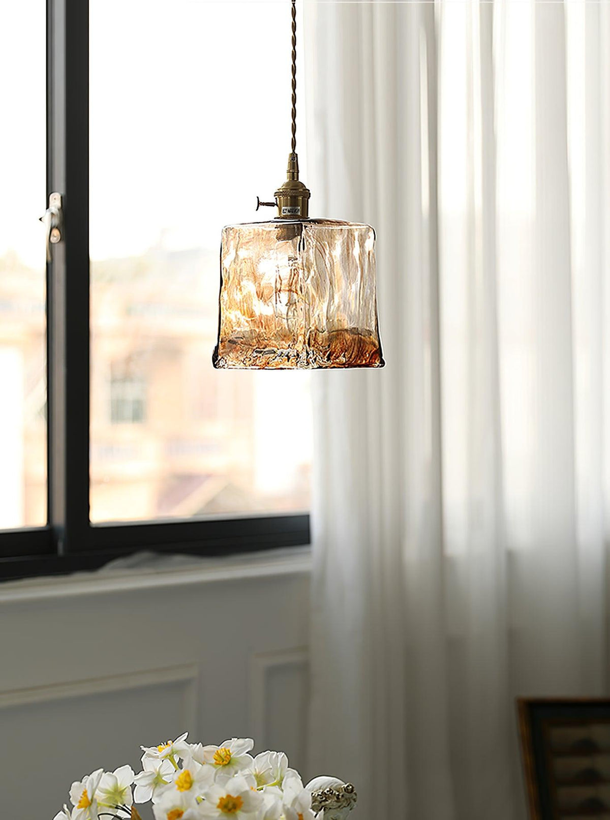 Celirira Vintage hanglamp van bruin glas