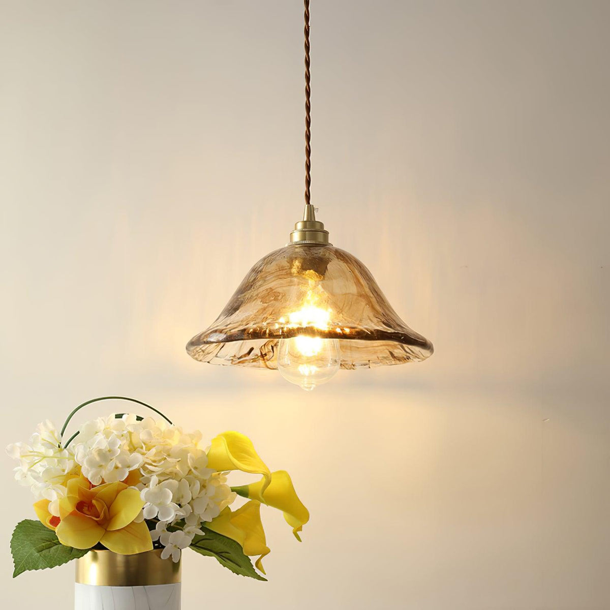 Celirira Vintage hanglamp van bruin glas