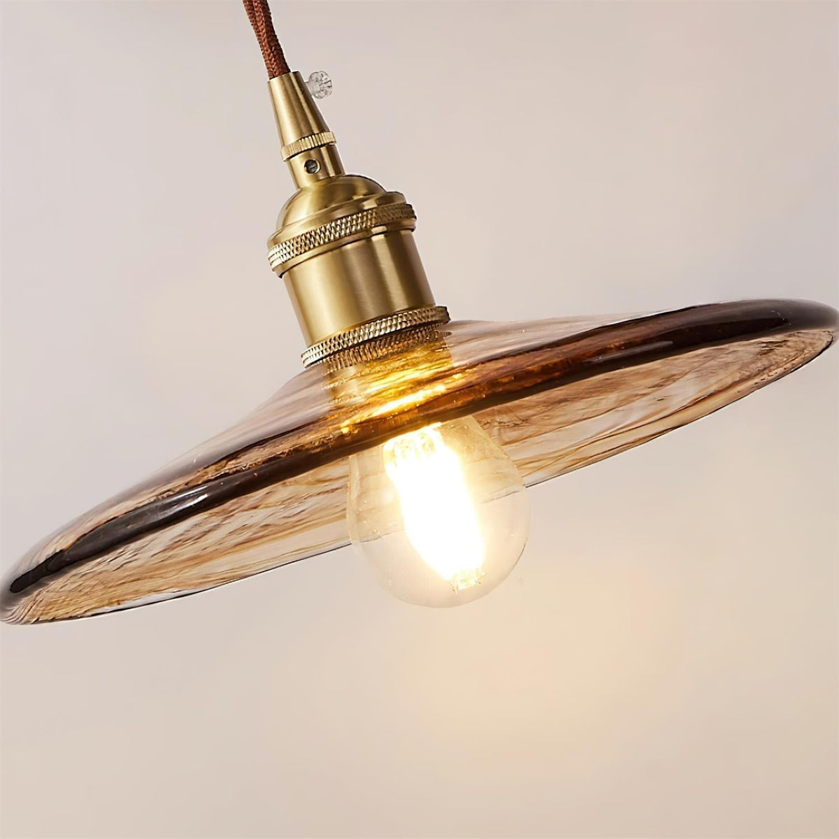 Caleno wandlamp Houten Amber glas Rustiek
