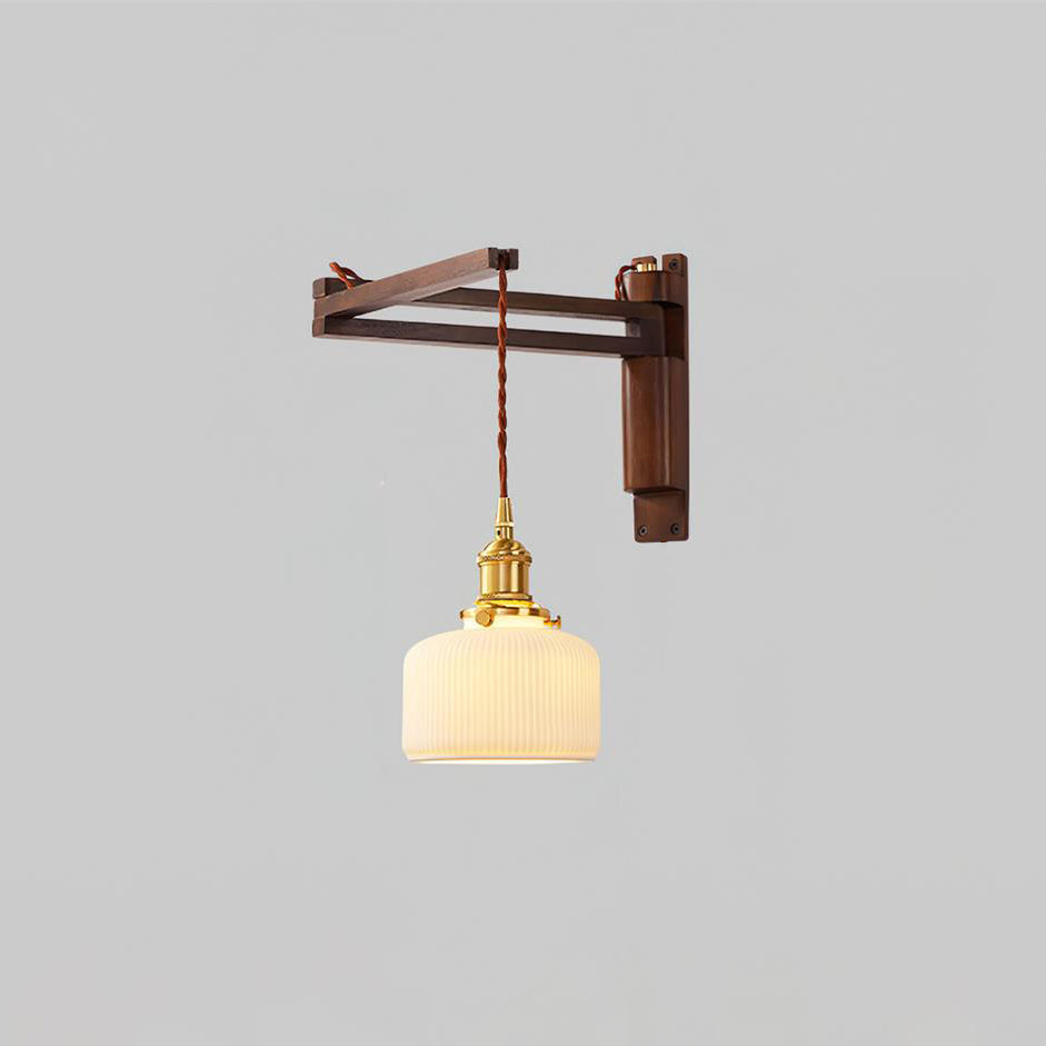 Caleno wandlamp Houten Amber glas Rustiek