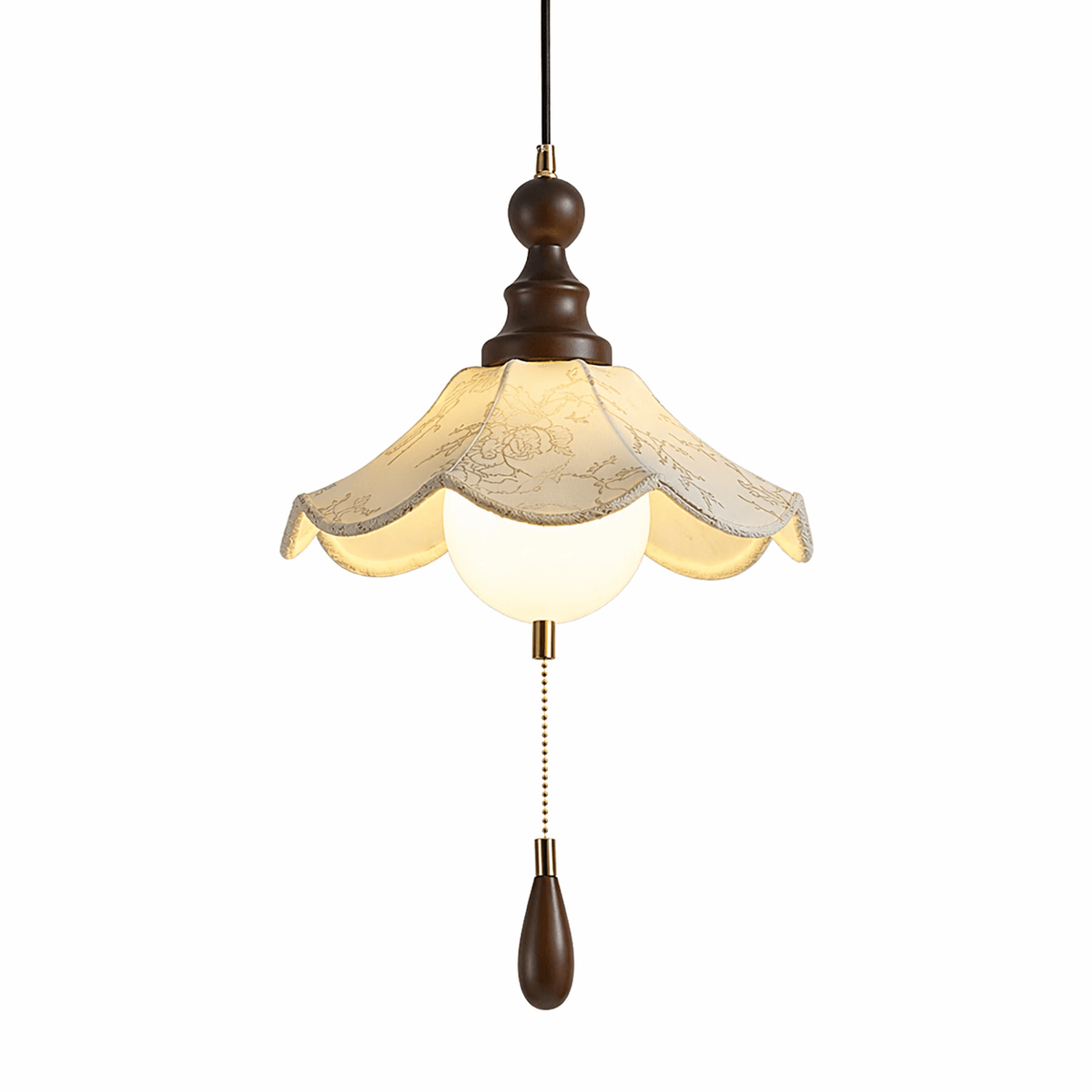 Scalloped Bloemblaadjes Glasbol hanglamp met bolvormige kap