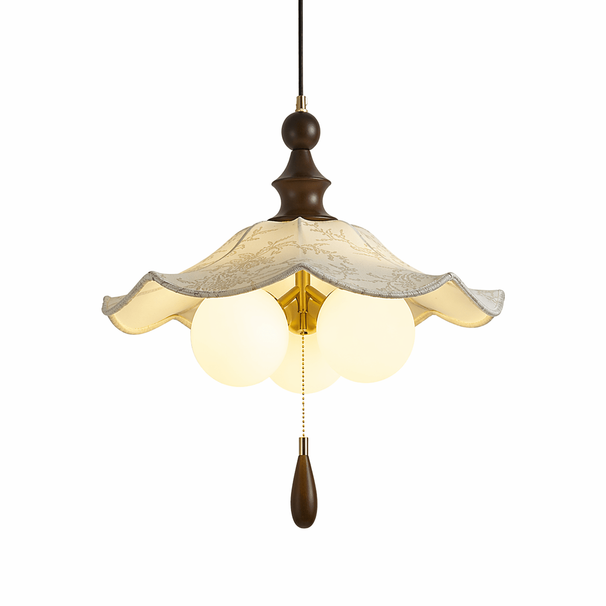 Scalloped Bloemblaadjes Glasbol hanglamp met bolvormige kap