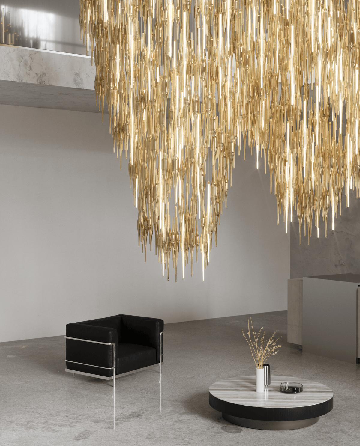 HydroDrop Amber glas Grand Cascade Kroonluchter