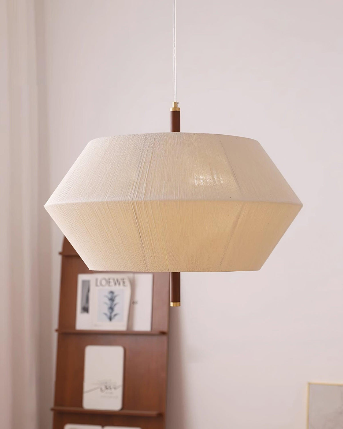 Elowen hanglamp katoenen draad walnoot naturel
