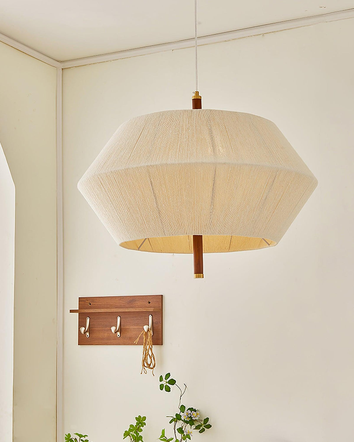 Elowen hanglamp katoenen draad walnoot naturel