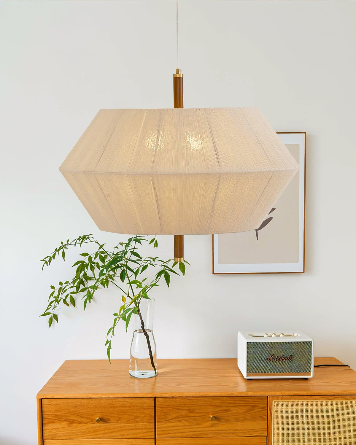 Elowen hanglamp katoenen draad walnoot naturel