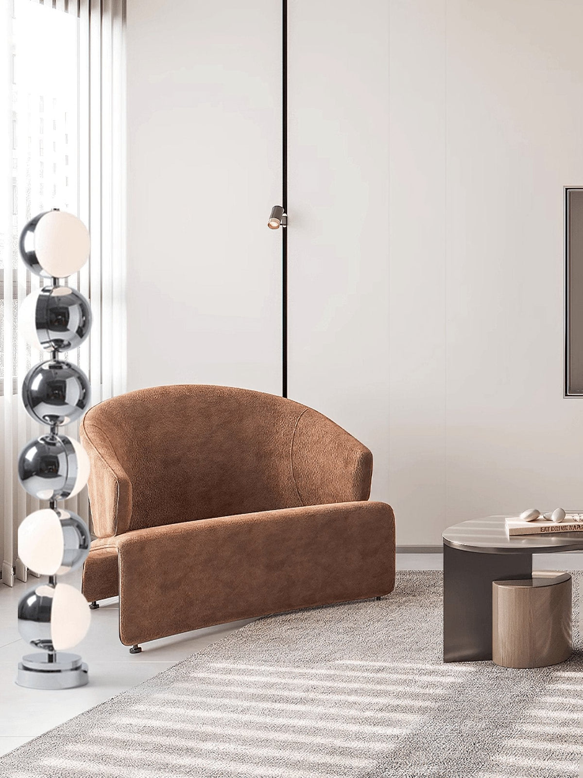 Boen moderne vloerlamp in chrome