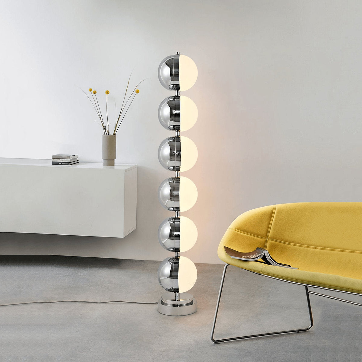 Boen moderne vloerlamp in chrome