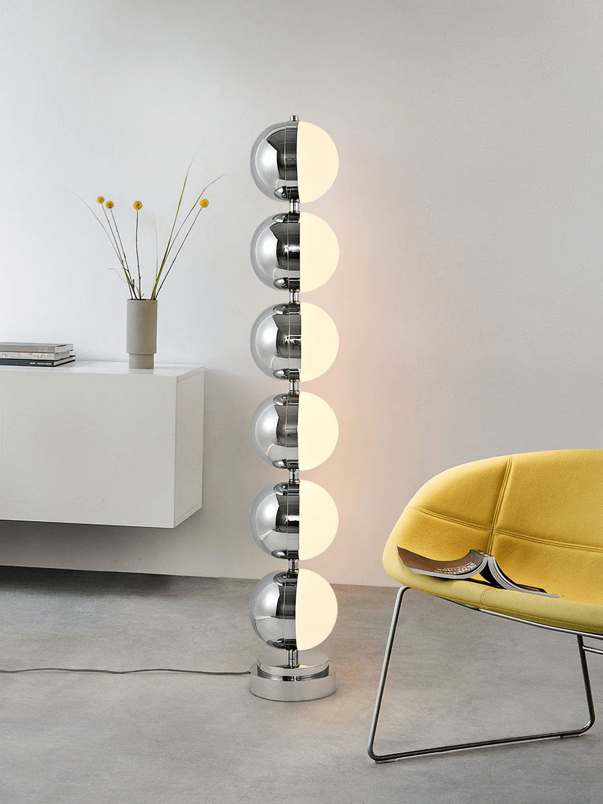 Boen moderne vloerlamp in chrome