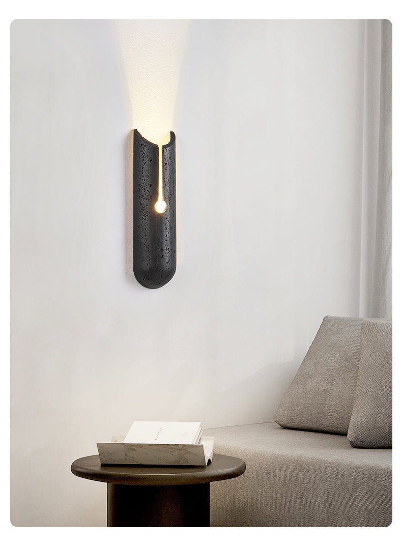 Elraeila Split Zwart travertin wandlamp