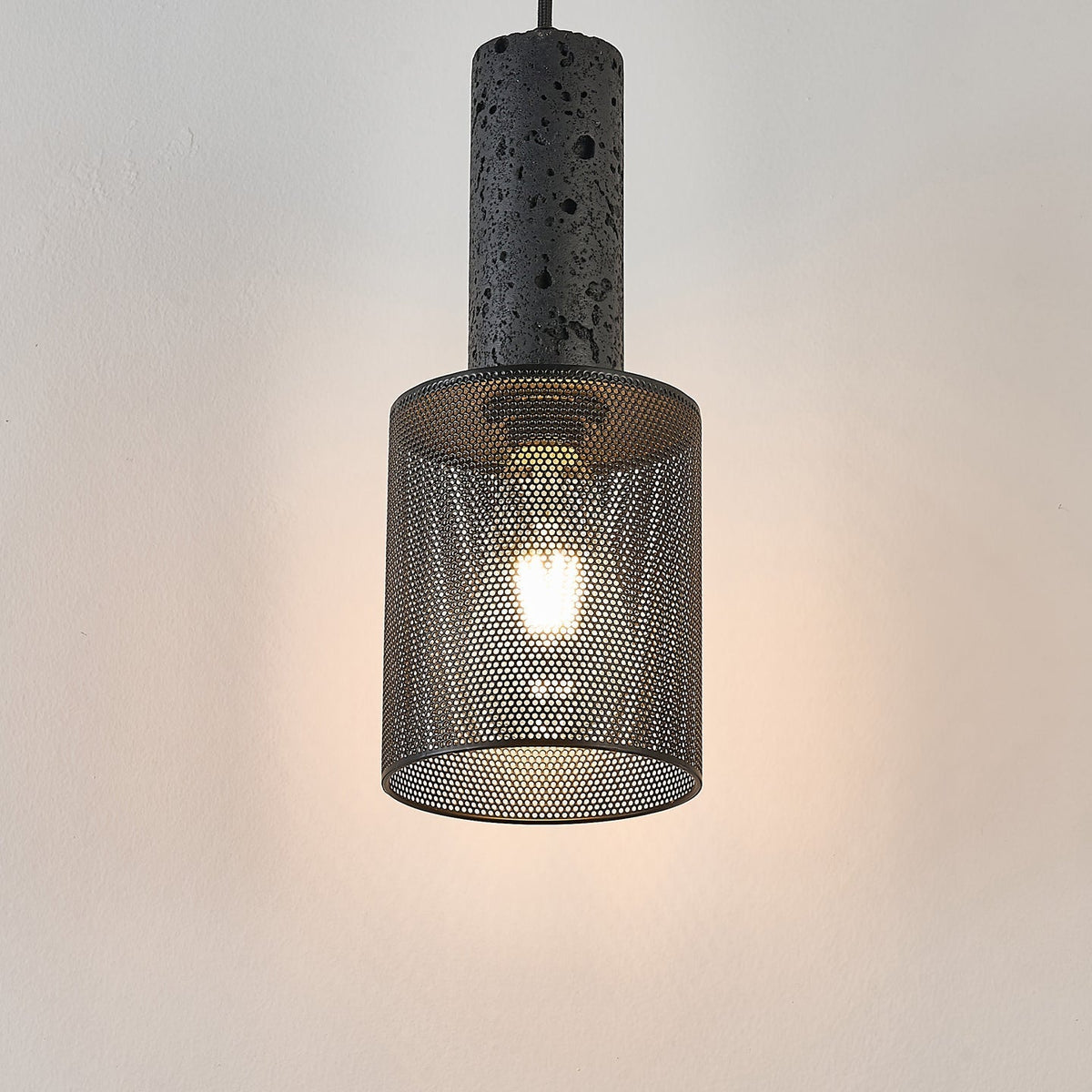 Mona Zwart travertin Metaal Mesh hanglamp