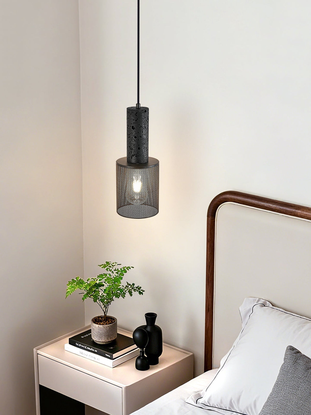 Mona Zwart travertin Metaal Mesh hanglamp