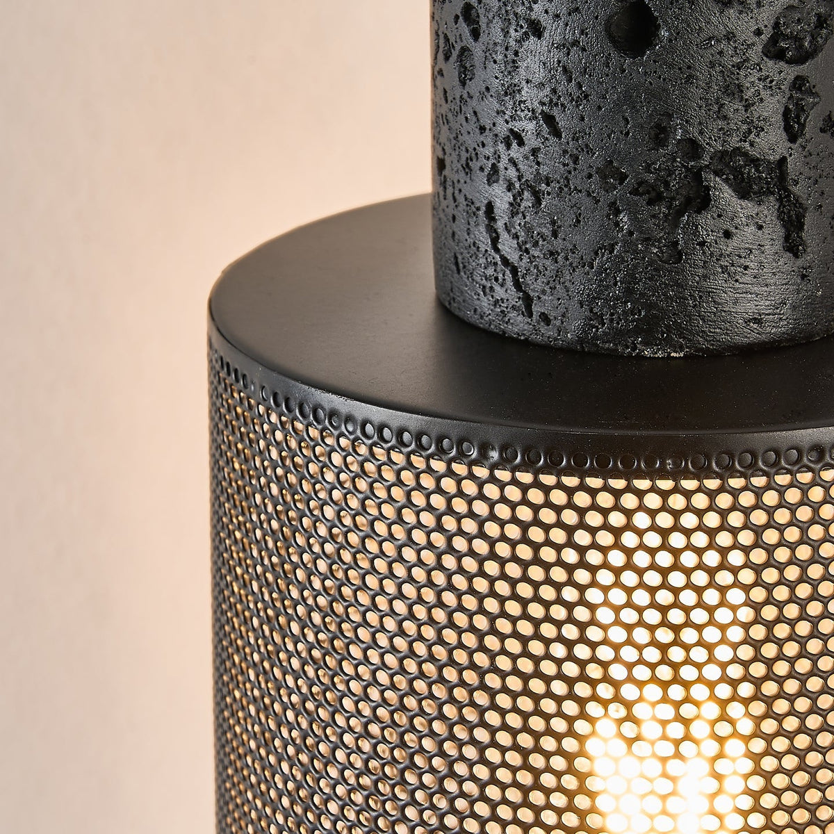 Mona Zwart travertin Metaal Mesh hanglamp