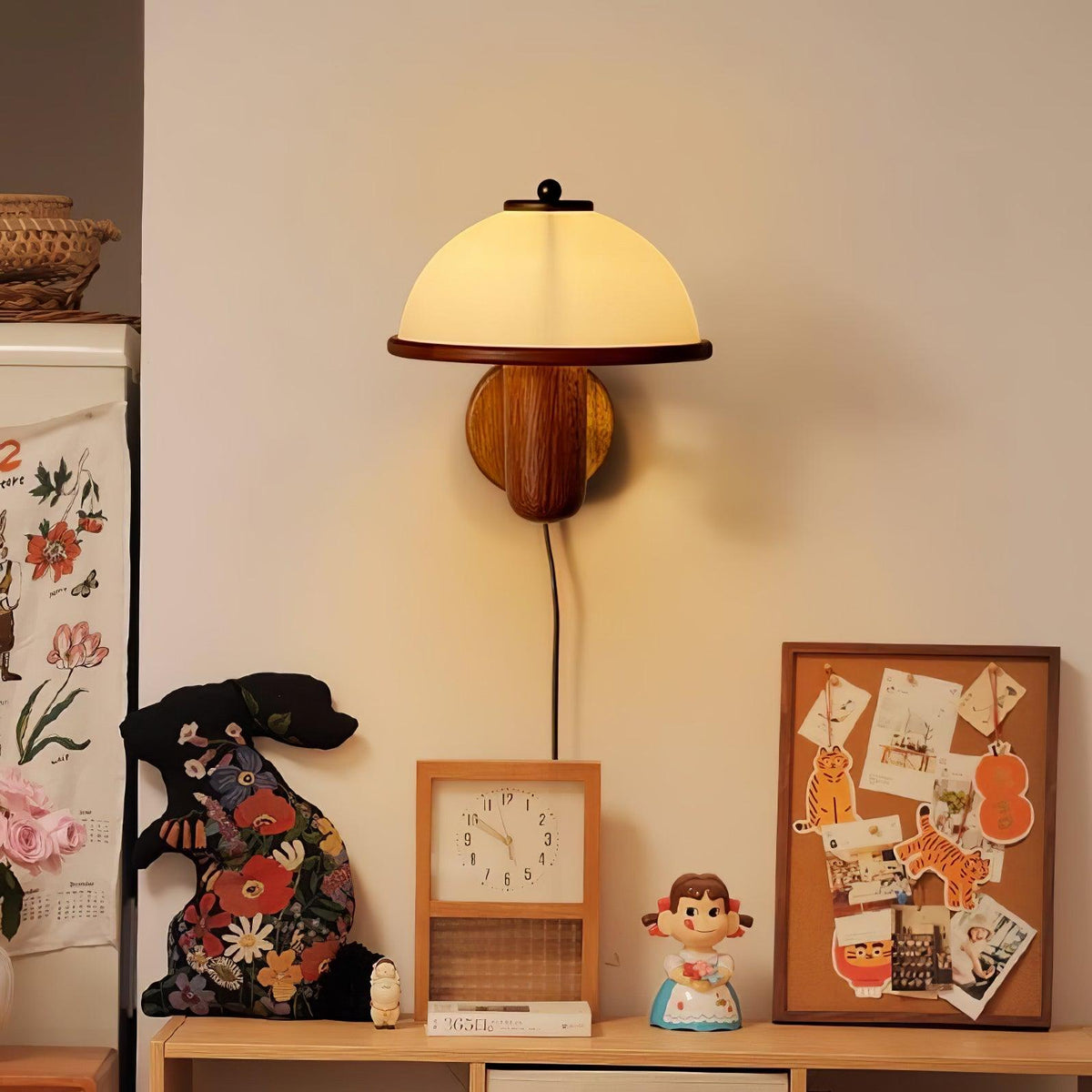 Elvarira wandlamp Mushroom hout