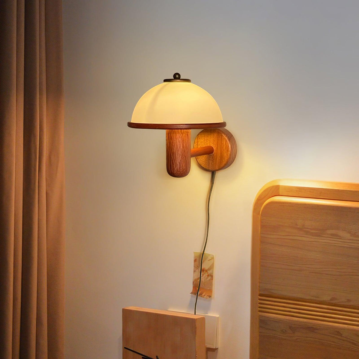 Elvarira wandlamp Mushroom hout