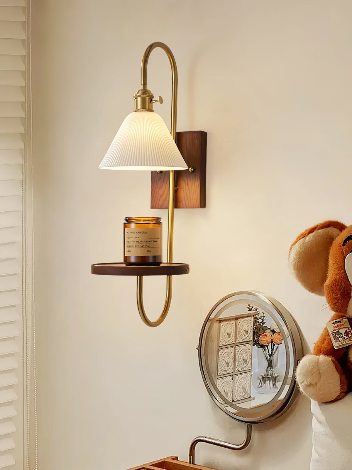 Altheus Noordse kunst plank walnoot hout keramiek wandlamp