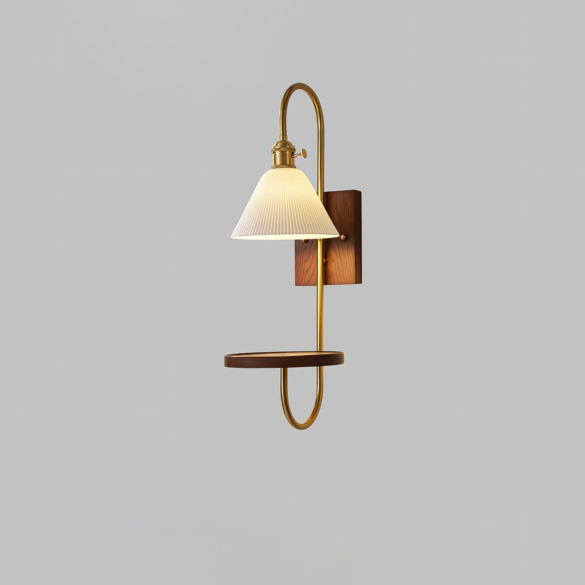 Altheus Noordse kunst plank walnoot hout keramiek wandlamp