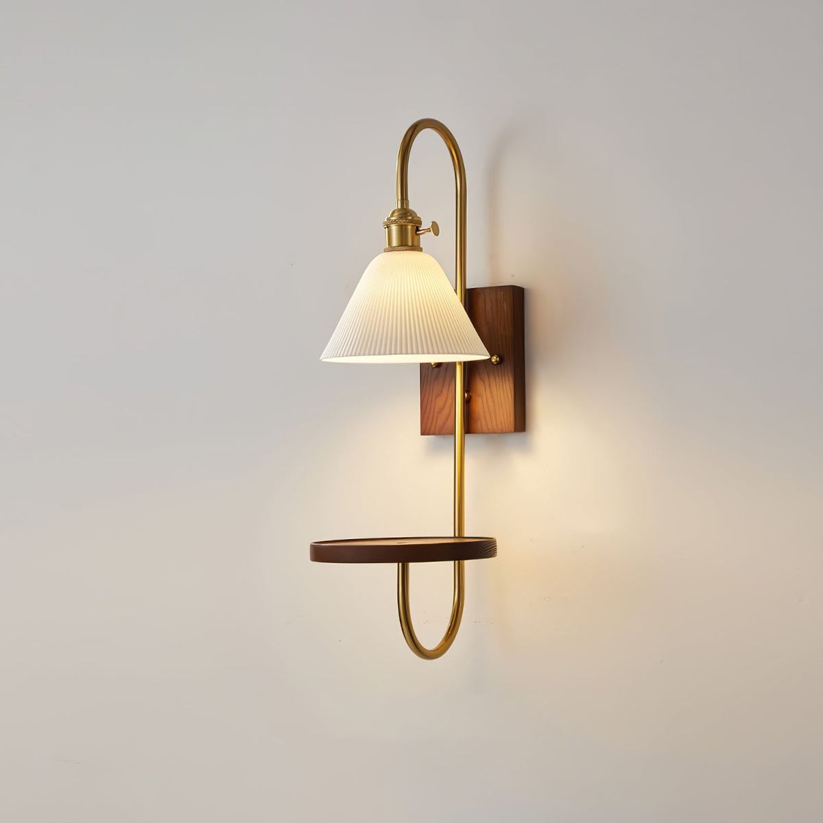 Altheus Noordse kunst plank walnoot hout keramiek wandlamp