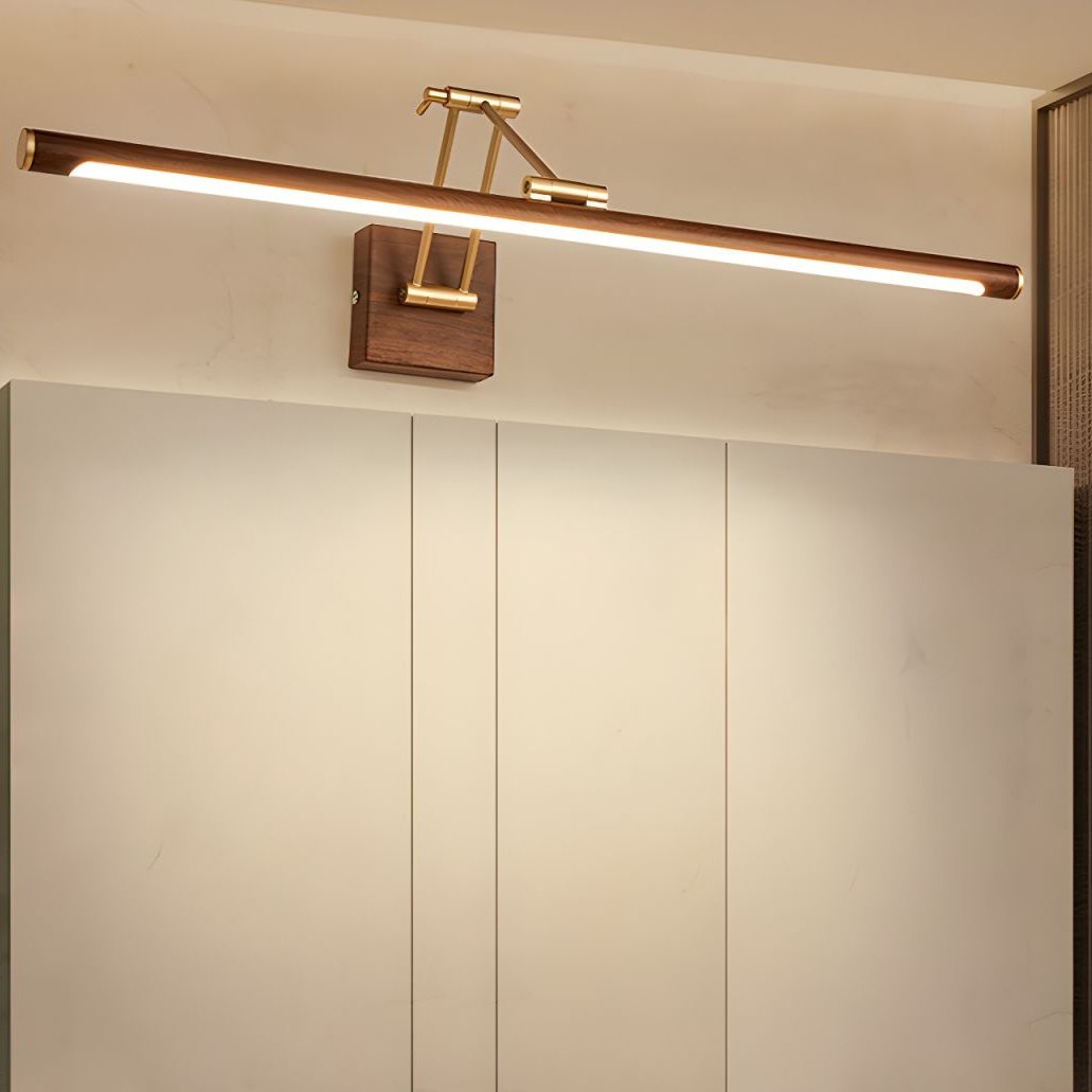 Elvoro wandlamp Walnootkleur Lineair Verstelbaar