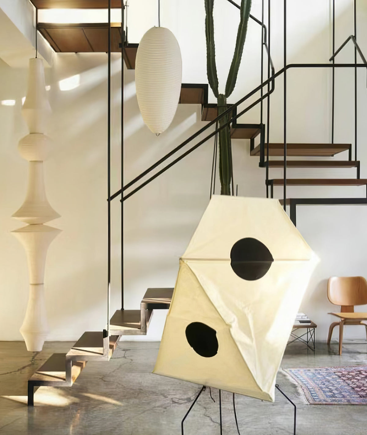 Lunirena hanglamp Washi-papier E voor woonkamer