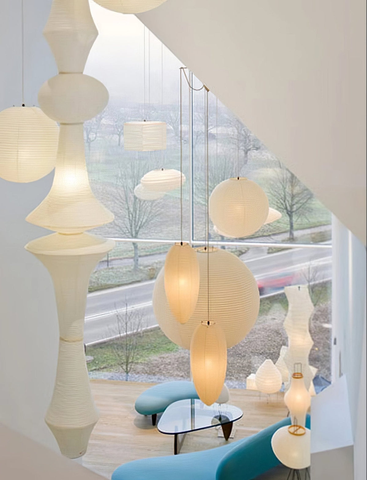 Lunirena hanglamp Washi-papier E voor woonkamer