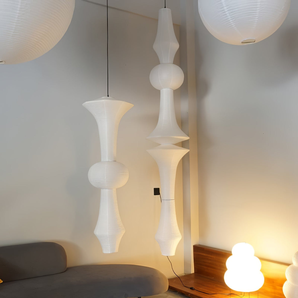 Lunirena hanglamp Washi-papier E voor woonkamer