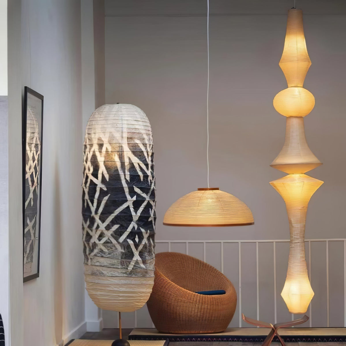 Lunirena hanglamp Washi-papier E voor woonkamer