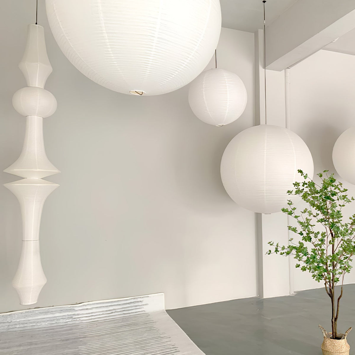 Lunirena hanglamp Washi-papier E voor woonkamer
