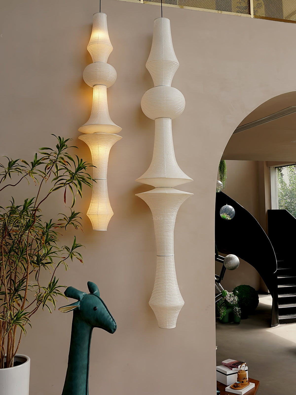 Lunirena hanglamp Washi-papier E voor woonkamer