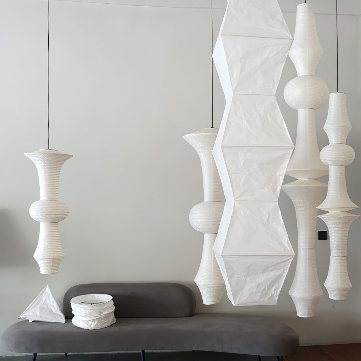 Lunirena hanglamp Washi-papier E voor woonkamer