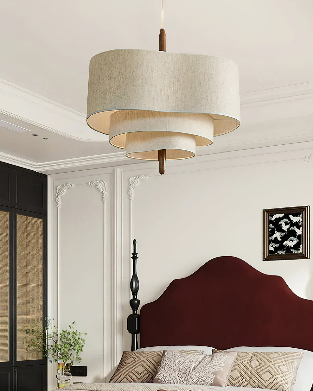 Salemu elegantie Wave Ladder Houten Stof hanglamp