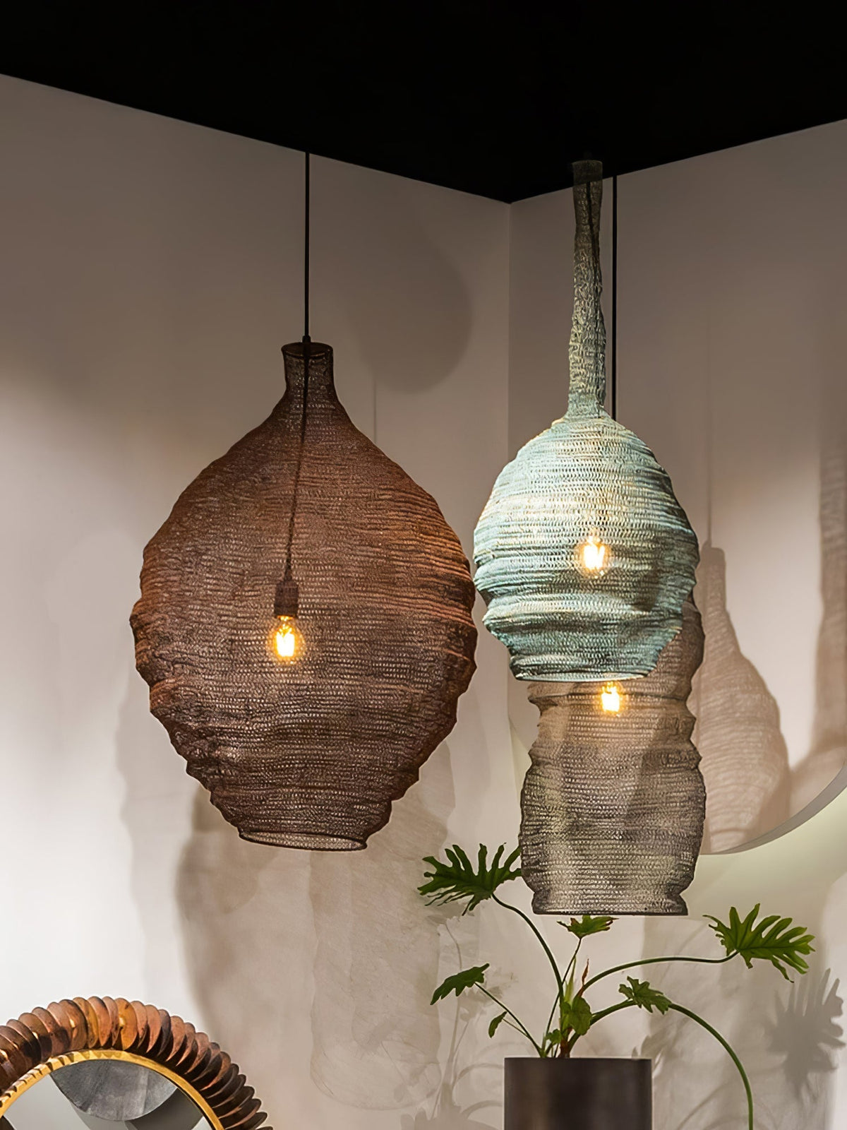 Vae industriële hanglamp van draad