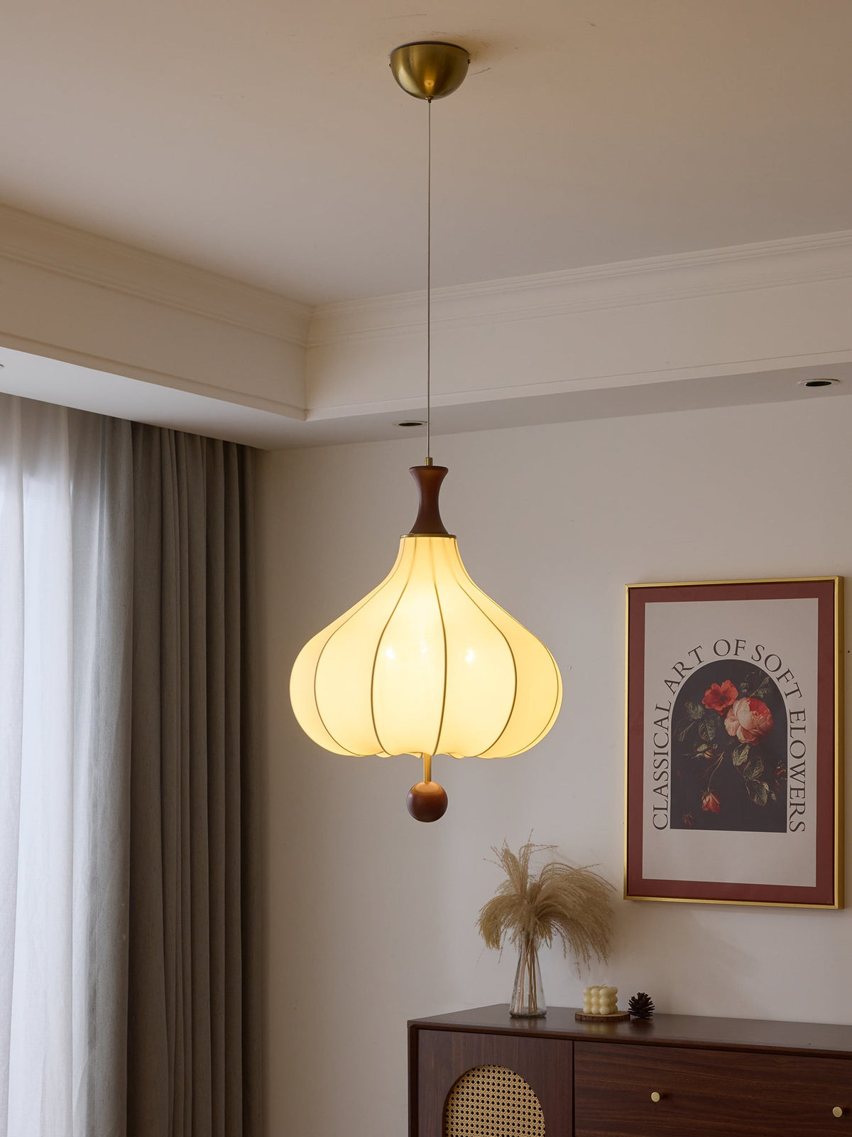 Mymira Traditionele elegantie hanglamp van walnoothout