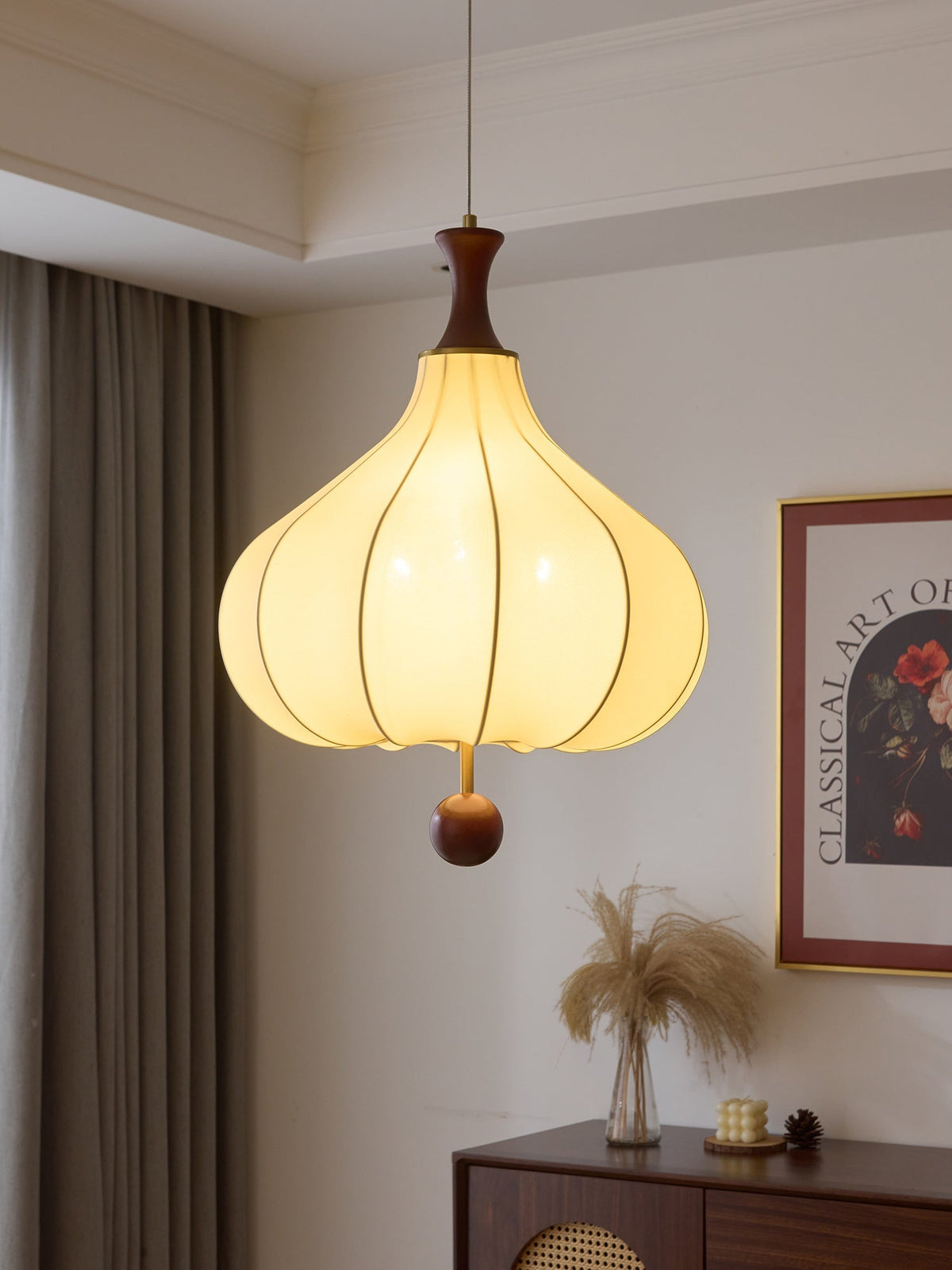 Mymira Traditionele elegantie hanglamp van walnoothout