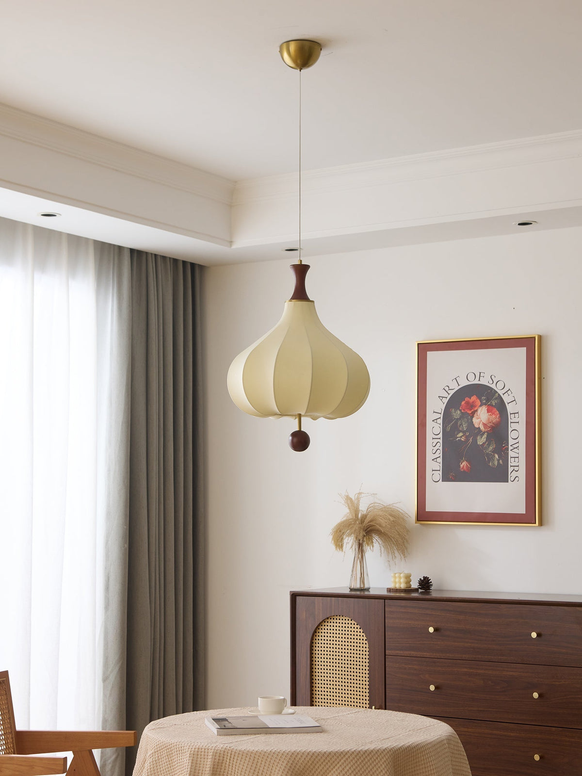 Mymira Traditionele elegantie hanglamp van walnoothout