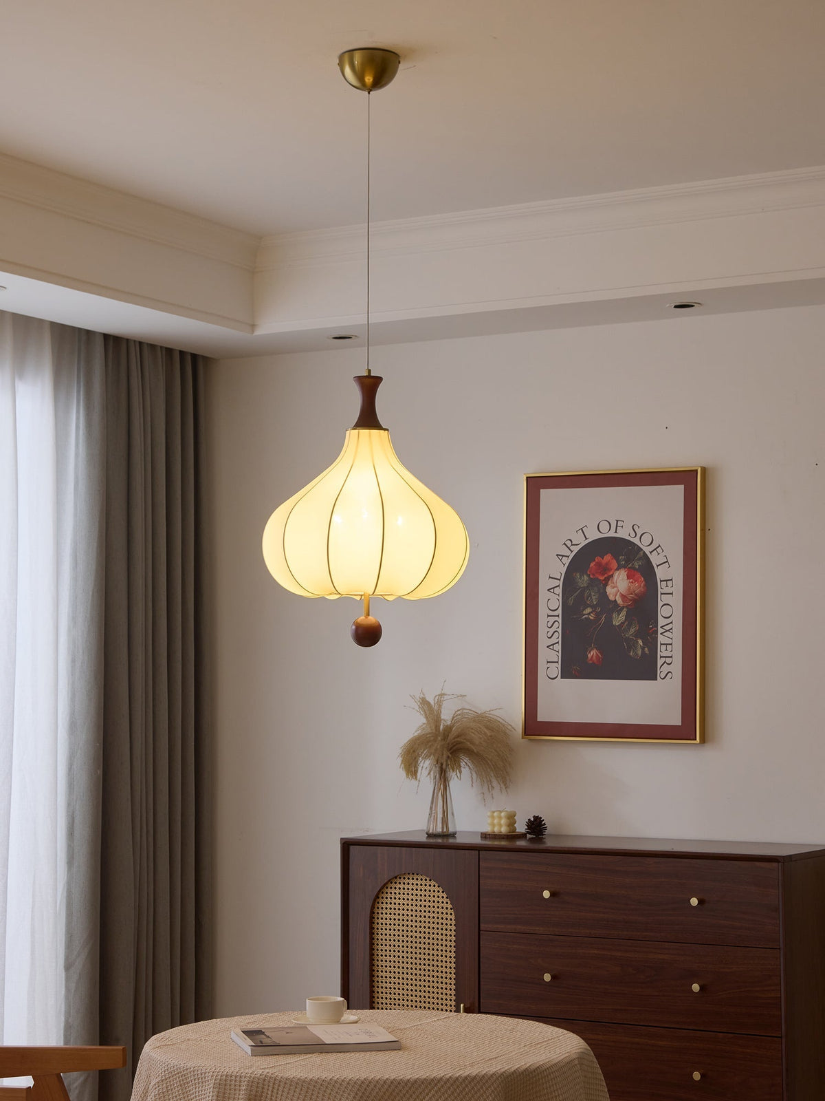 Mymira Traditionele elegantie hanglamp van walnoothout