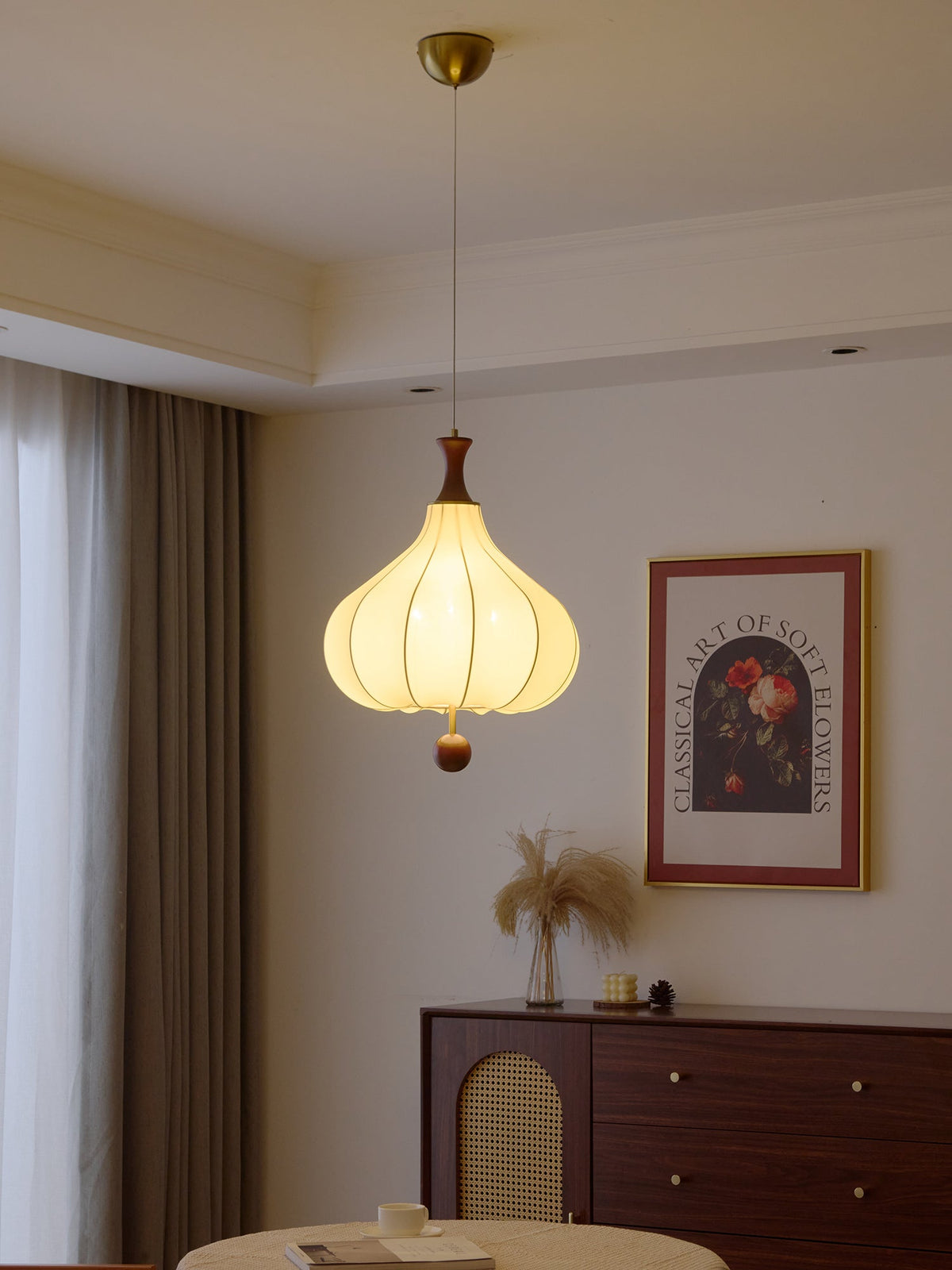 Mymira Traditionele elegantie hanglamp van walnoothout