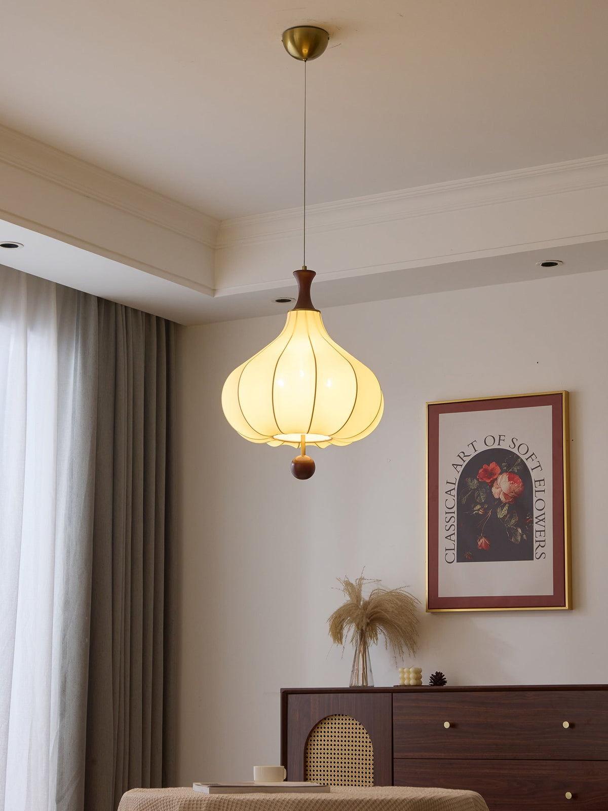 Mymira Traditionele elegantie hanglamp van walnoothout