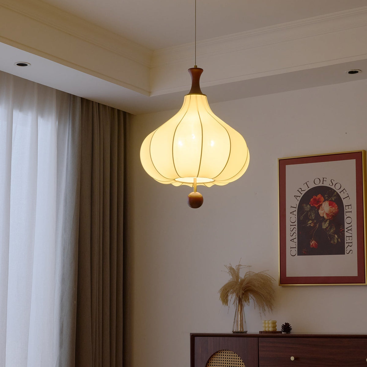 Mymira Traditionele elegantie hanglamp van walnoothout
