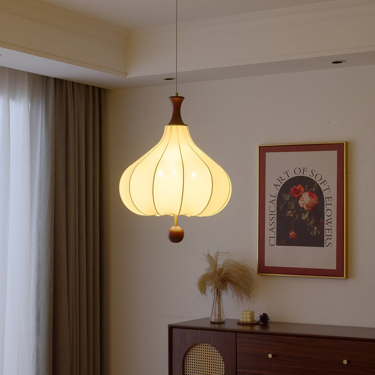 Mymira Traditionele elegantie hanglamp van walnoothout