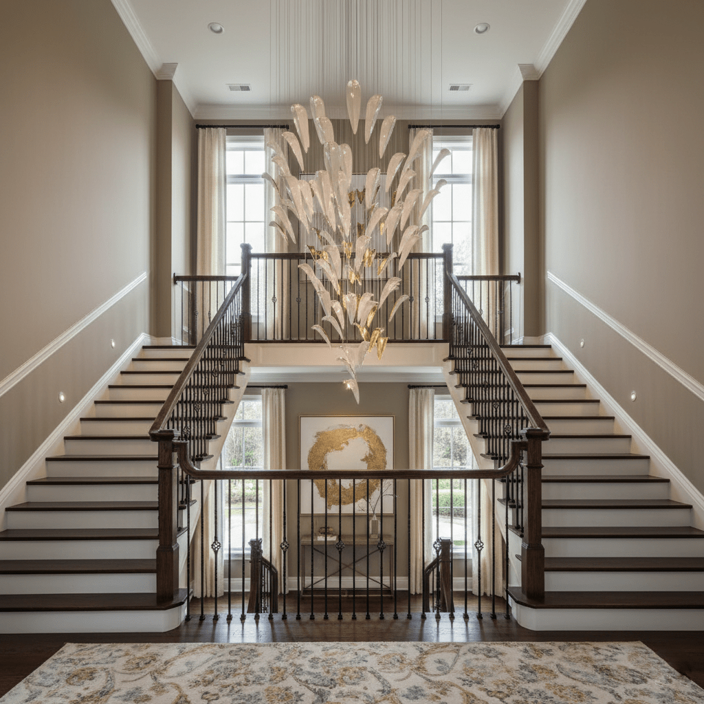 Plume Glow Witte Veer Art Deco Kroonluchter Op Maat