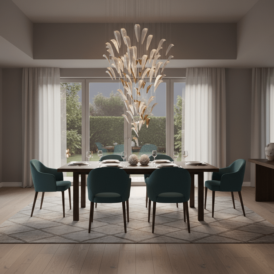 Plume Glow Witte Veer Art Deco Kroonluchter Op Maat