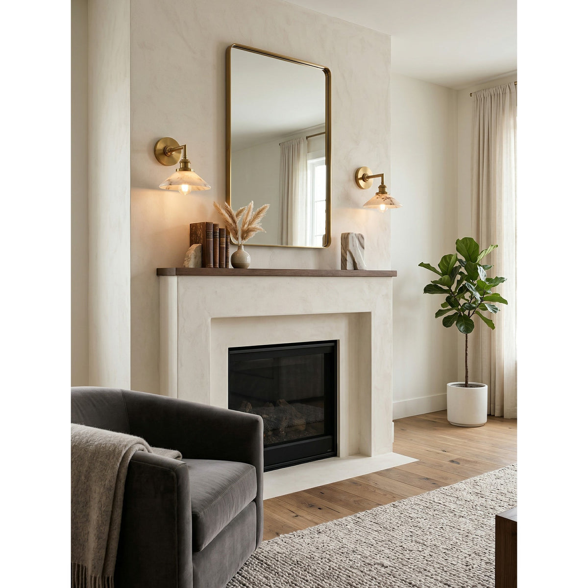 Nivenina wandlamp met albasten kap in