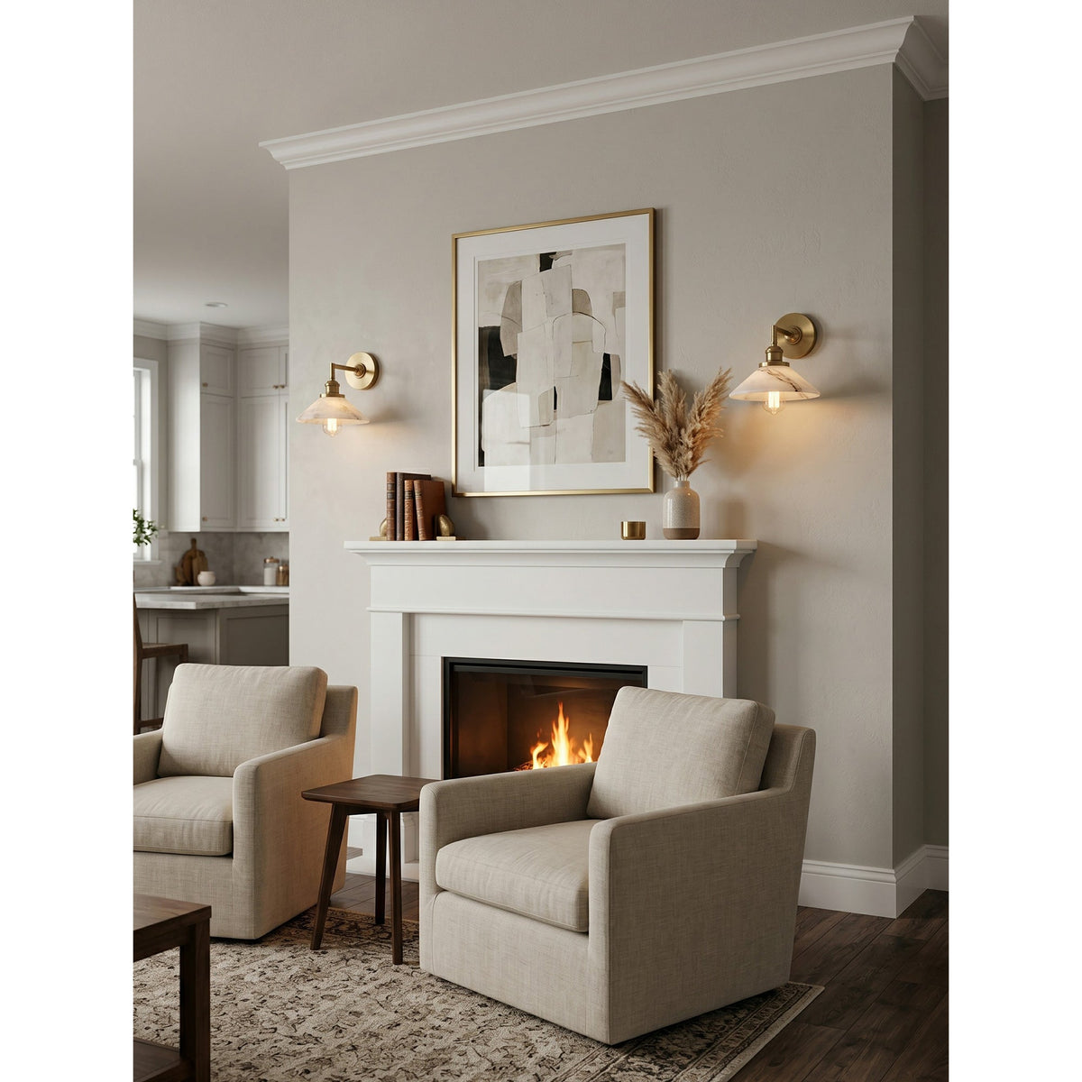 Nivenina wandlamp met albasten kap in